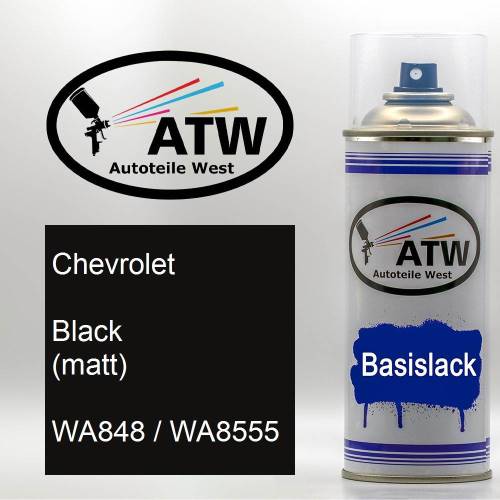 Chevrolet, Black (matt), WA848 / WA8555: 400ml Sprühdose, von ATW Autoteile West.